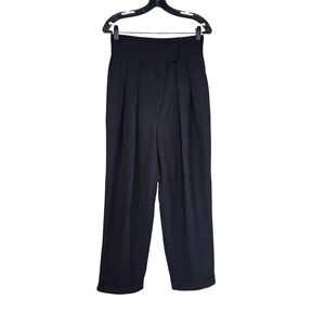 Ruve‎ Black Pleated Cross Waistband Trousers Women's Large